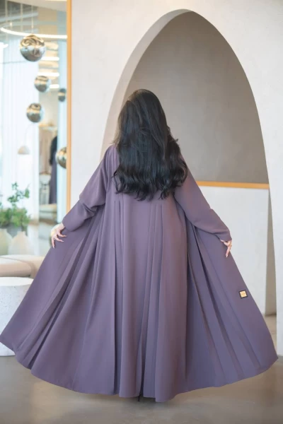 Coffee crepe abaya with pleats C:IB324 Coffee